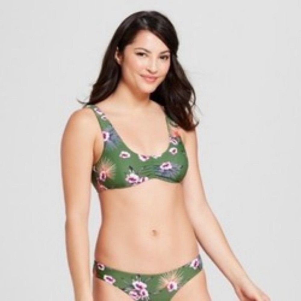 Tori Praver Seafoam Green Floral Bralette Bikini Swim Top NEW WITH TAGS! NWT!